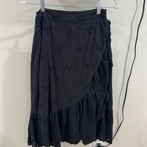 Women’s Black Eyelet Midi Skirt